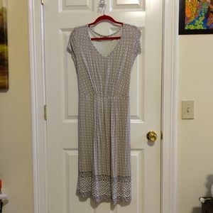 Isaac Mizrahi Women's Taupe and White Dress Size 1x Fit and Flare